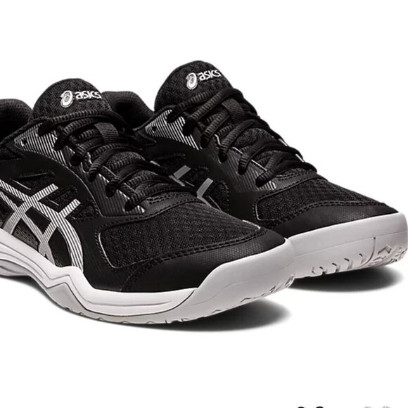 Asics UPCOURT 5 Black and Silver All White Volleyball Sneakers Size 8.5 - Picture 1 of 6